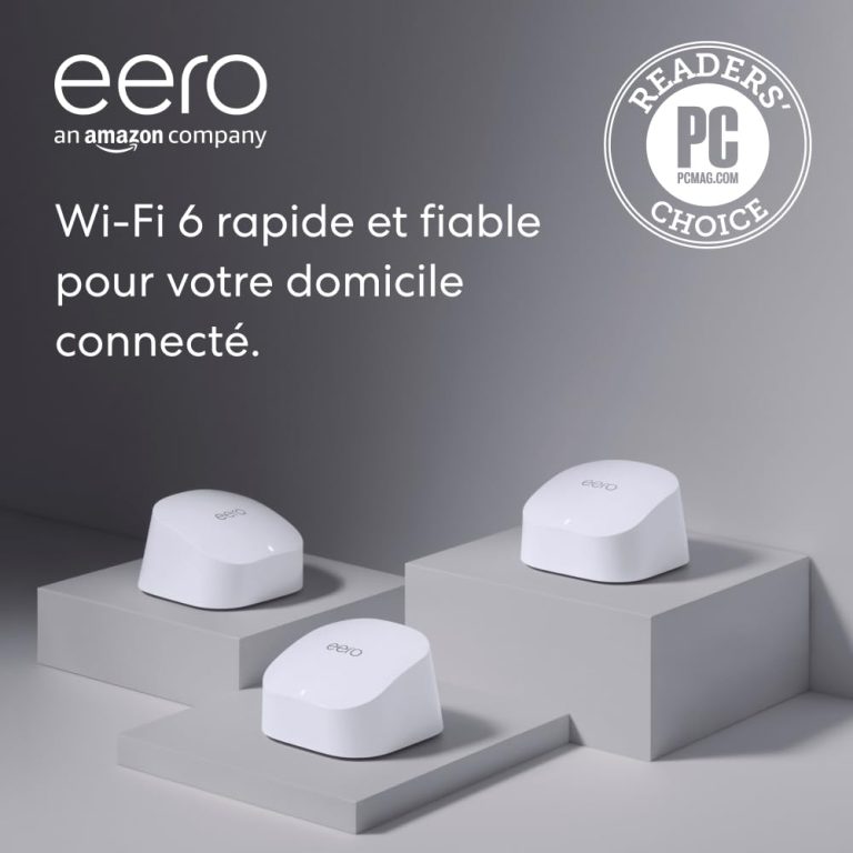 Routeur Wi-Fi maillé Amazon eero 6, Wi-Fi 6 double bande, couverture jusqu’à 420 m² (lot de 3)